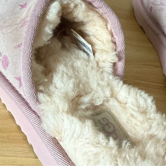 UGG Pink Plush Slip-On Women's Slippers with Star Print 36(US4) - Picture 4 of 8